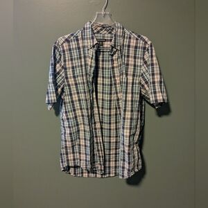 George Short-Sleeve Plaid Button-Down Shirt - Blue & White